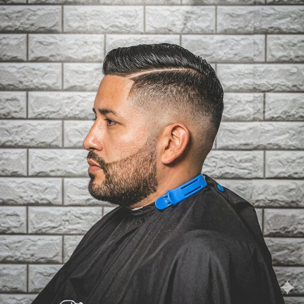 um homen com barba e cabelo cortado