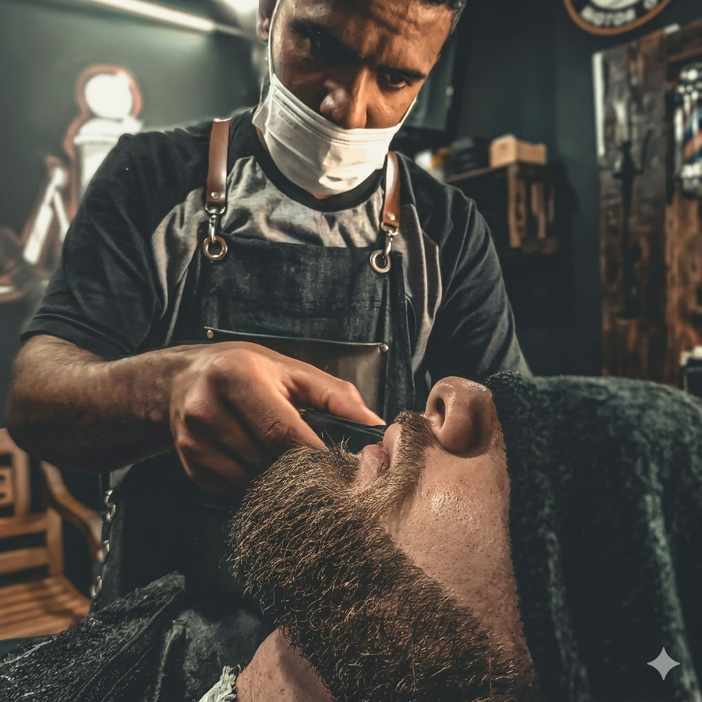 imagem de um homen fazendo a barba